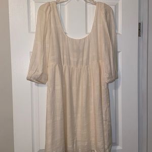 Cream Short Sleeve Sun Dress